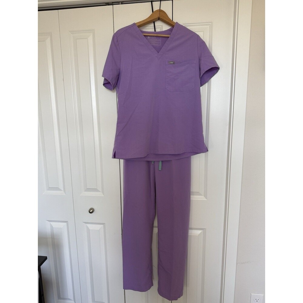 Figs Scrub Set Catarina Top M HW Livingston Pants ST Lavender